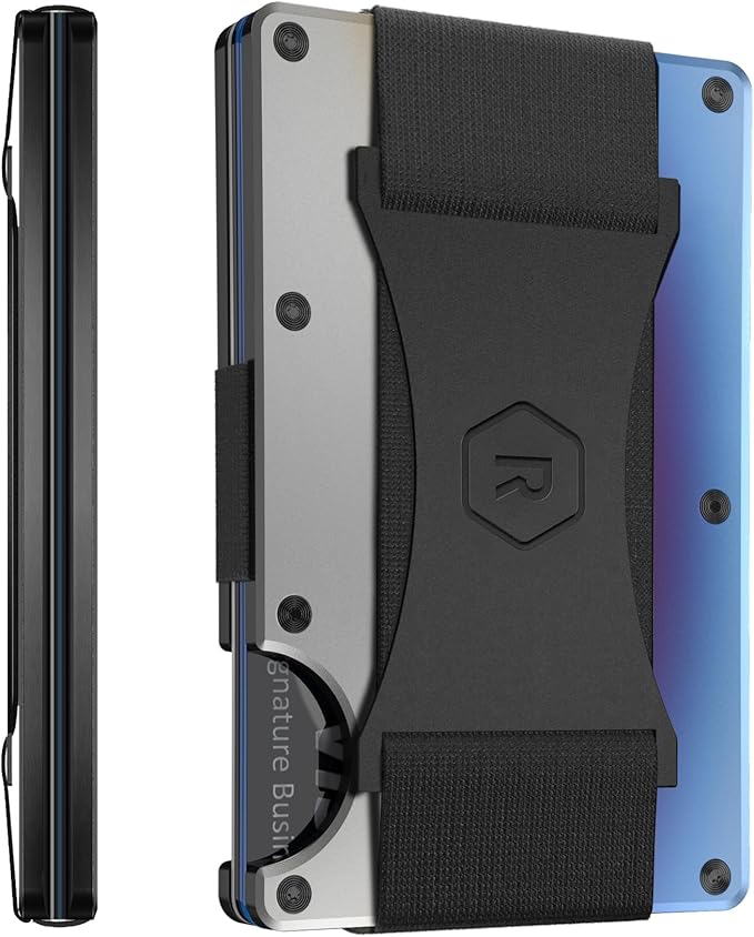 Ridge Wallet for Men - Slim Minimalist Compact Wallet and Card Holder, RFID Protected Front Pocket Wallets for Men with Integrated Cash Strap