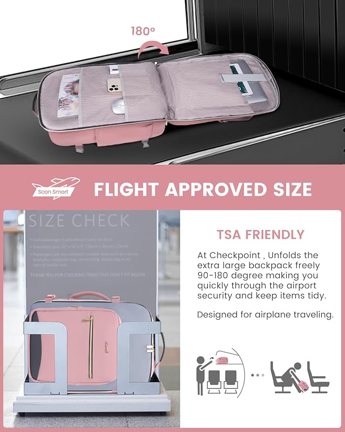 LOVEVOOK 50L Travel Backpack for Women & Men, Airline Approved Carry On Luggage with 3 Packing Cubes, TSA Overnight Bags, Waterproof Personal Item Bag, Weekender Essentials Backpacks fits 17" Laptop