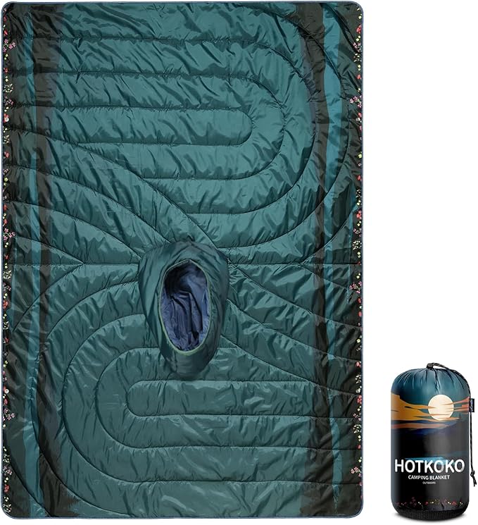 Camping Blanket,Hoodie Blankets Poncho Outdoor Waterproof Windproof Warm Durable & Portable for Stadium, Concerts, Car,Travel, Beach, Picnic, Grass,75 * 52 inch
