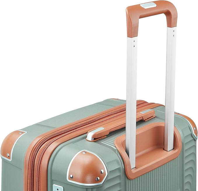 3 Piece Luggage Set PP Hardshell with YKK Zippers, 20/24/28 Inch Suitcases with Detachable Spinner Wheels & Reinforced Corner Guards, Lightweight TSA Lock Nested Set (Sage Green)