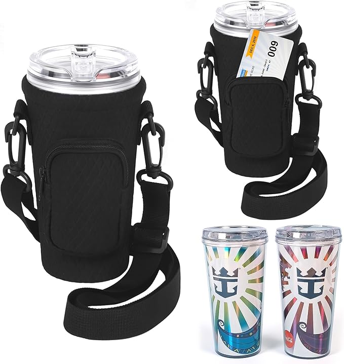 Royal Caribbean Cruise Essentials 2025 – 2‑Pack Neoprene Drink Sling + Cruise Card Holder, Hands‑Free Cup Holder for Royal Caribbean