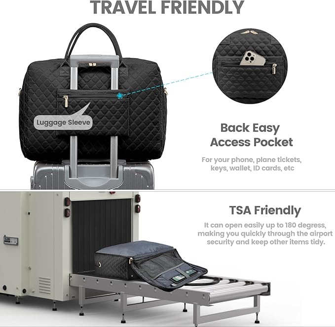 LOVEVOOK Travel Duffle Bag - Women's Weekender Carry On Overnight Laptop & Gym Bag With Toiletry/Shoe Pocket, Hospital Labor Bag
