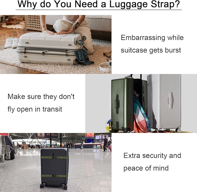 Wisdompro Luggage Strap, 2 Pack Heavy Duty Utility Straps with Quick Release Buckle, Adjustable Nylon Strap for Backpacking, Sleeping Bag Compression, Camping, Hiking - 48 inch, Army Green