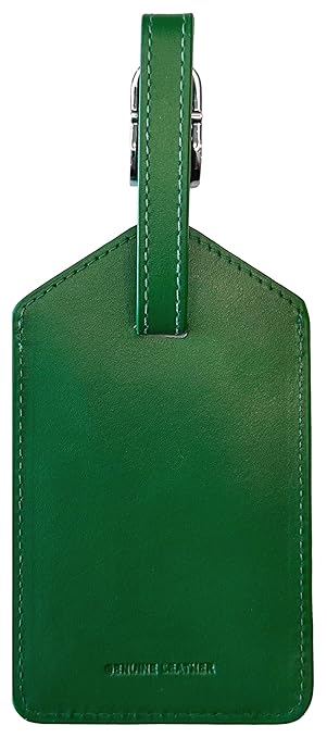 Emerald Green Genuine Top Grain Leather Luggage Tag