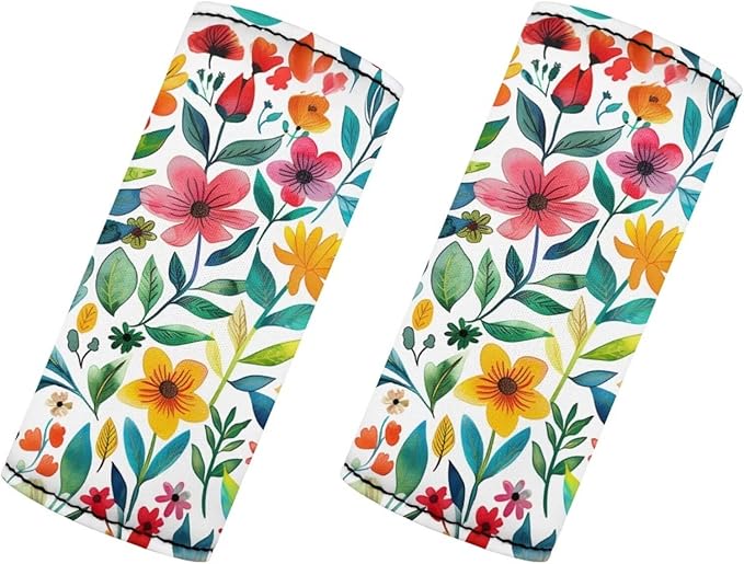 BIGCARJOB Stylish Flower Luggage Handle Wrap Set for Women Girls Luggage Accessories Set 2 Pieces Flower Print Suitcase Handle Sleeve Cover Identifier Travel Bag Wraps