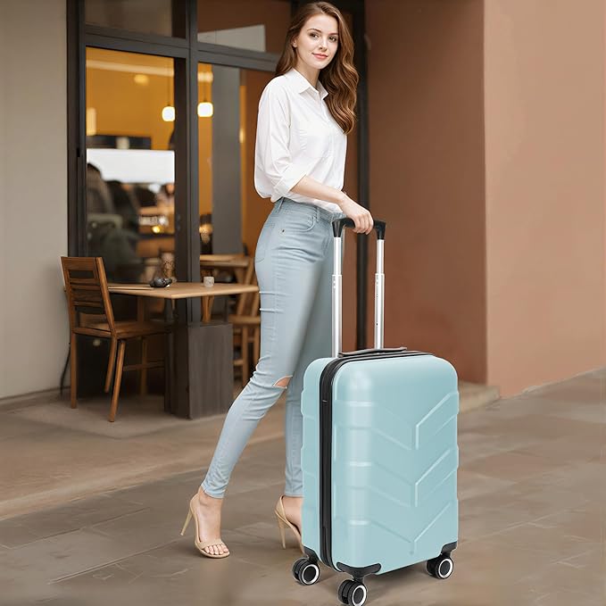 Luggage Sets 3 Piece with Spinner Wheel, Hardside Suitcase Set with TSA Lock, Expandable Lightweight Travel Luggage for Men and Women, Mint Green Upgraded