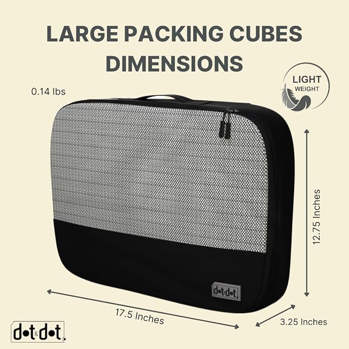 Large Packing Cubes for Travel - 5pc Packing Cubes for Suitcases - Lightweight Luggage Organizer Bags (Non-Compression)