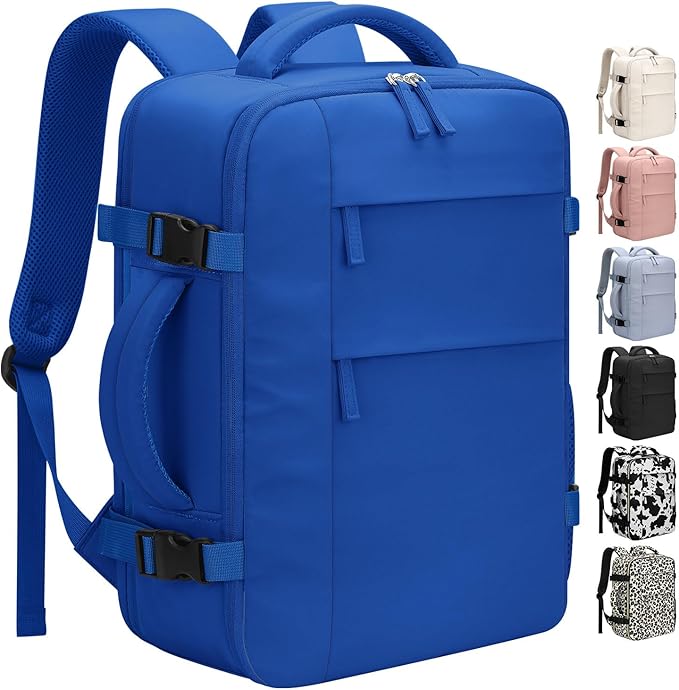 Pritent Travel Backpack for Women Man, Waterproof Personal Item Travel Bag Airline Approved Laptop Backpack Bookbag Weekender bags for Business,Travel, Work Fits 15.6 inch Laptop(Medium,Royal Blue)