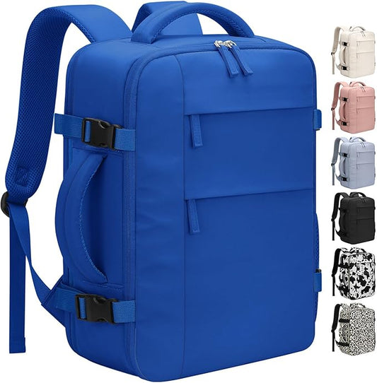 Pritent Travel Backpack for Women Man, Waterproof Personal Item Travel Bag Airline Approved Laptop Backpack Bookbag Weekender bags for Business,Travel, Work Fits 15.6 inch Laptop(Medium,Royal Blue)