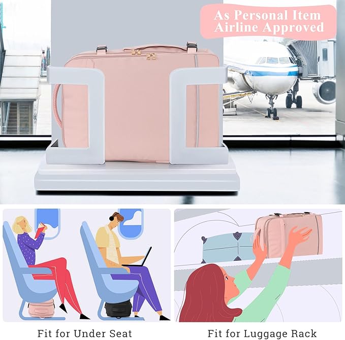 Large Travel Backpack for Women, 40L Travel Bag Personal Item Size, Laptop Backpacks, Waterproof Carry On Backpack with Packing Cubes for College Business Hiking Work Essentials, Pink