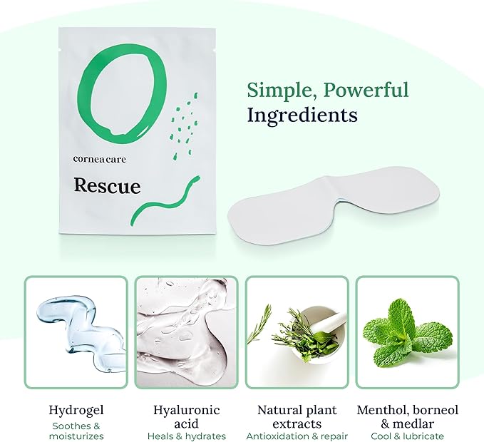 CorneaCare Rescue: Hydrogel Self Cooling Compress | Cold Eye Masks for Puffy Eyes | Self Cooling Eye Compress for Fast Relief | Travel Ready | 6 Count