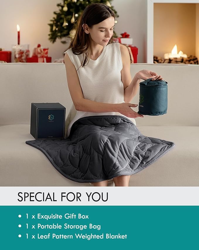 Kaisa Weighted Lap Blanket 3 lbs 23" x 29", Cozy Luxury Crystal Velvet Small Weighted Blanket for Adults, Portable Travel Weighted Blanket for Relaxation, All-Season Blanket, Machine Washable, Gray