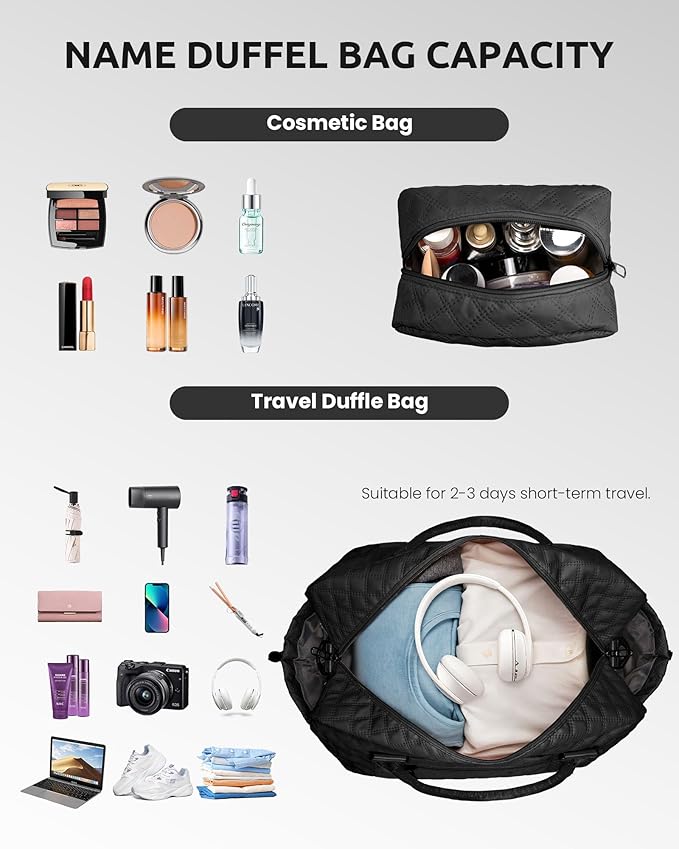 Trendy Gifts for Women-Initial Duffle Bag with Shoe Compartment, Personalized Weekender Bags, Monogram Overnight Bag for Women, Letter Travel Bags with Makeup Pouch (Letter A)