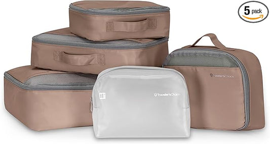 Traveler's Choice Cloverland Packing Cubes, 5-Piece Set, Light Beige