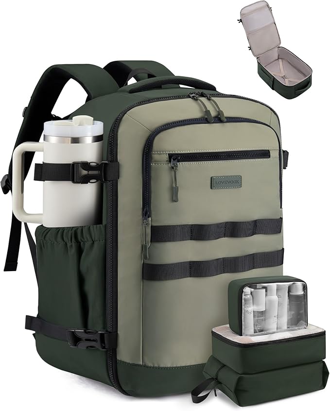 LOVEVOOK 40L Travel Backpack for Women & Men, TSA Approved Carry On Backpack with 3 Packing Cubes, Waterproof Personal Item Bag Fits 17" Laptop, Weekender Essentials Overnight Backpack for Trip