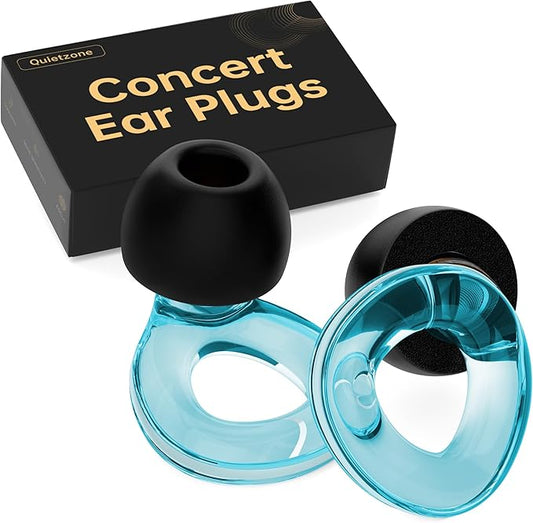 High Fidelity Concert Ear Plugs - 21dB Noise Reduction Music Earplugs for Musicians, Festivals & DJs - Reusable Silicone Hearing Protection with Portable Travel Case,Blue