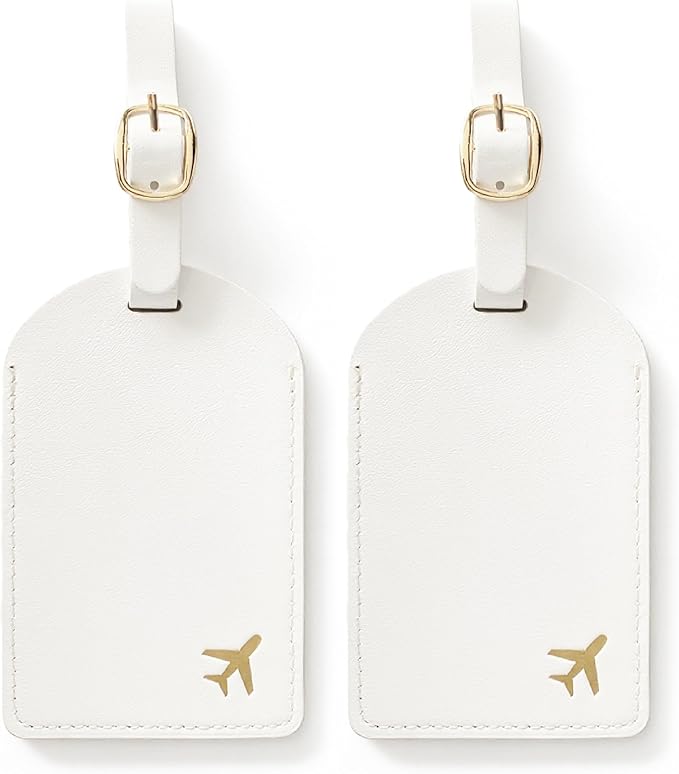 Luggage Tags for Suitcases, PU Leather Travel Tags for Luggage.(Cream)