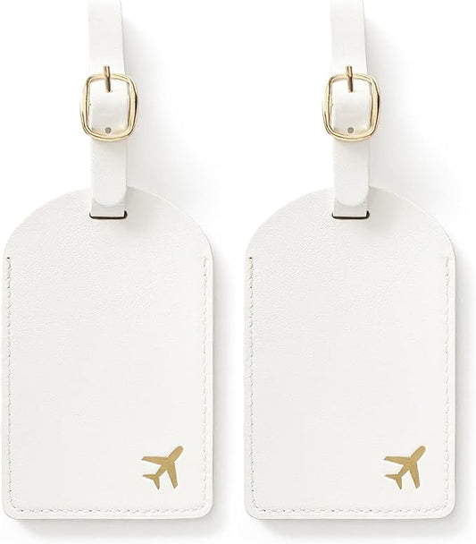 Luggage Tags for Suitcases, PU Leather Travel Tags for Luggage.(Cream)