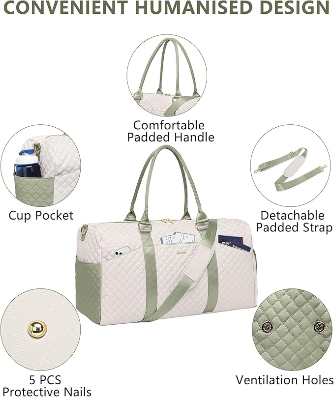 Women Weekender Travel Duffle Bag: Travel Duffel Overnight Bags with Shoe Compartment Large Carry on Tote with Toiletry Bag Weekend Traveling Yoga Gym Hospital Bag for Women with Wet Pocket