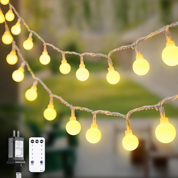147ft 300 LED 8 Modes Globe String Lights Outdoor Waterproof with Remote | Indoor Christmas Lights Plug in, Hanging Fairy Light for Bedroom Holiday Party Patio Garden Christmas Decorations, Warm White