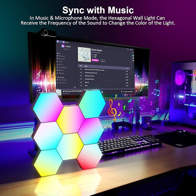 OJQ 8 Pack Hexagon Lights Wall RGB Panel Hexagonal Gaming Led Lights | Room Decor Wall Lights Gifts for Men/Women Honeycomb Shape Panels Hexagon Gaming Led Lights for Bedroom Children