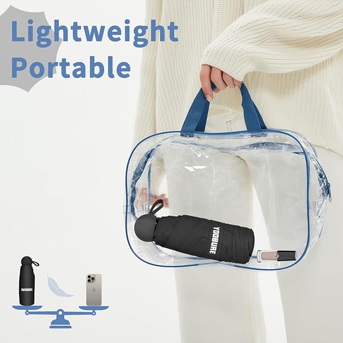 Yoobure Travel Umbrella Portable Compact Umbrellas, Pocket Mini for Purse, Umbrellas for UV Sun & Rain Small for Backpack, Umbrella with Case Folding for Kids Women