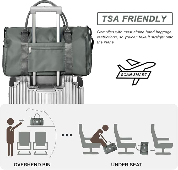 Gym Bag for Women Men with Shoes Compartment and Wet Pocket,Sport Swimming Yoga Bag,Waterproof Travel Duffel Bag Small Carry on Bag Overnight Weekender Bags Personal Item Bag for Airlines Olive Green