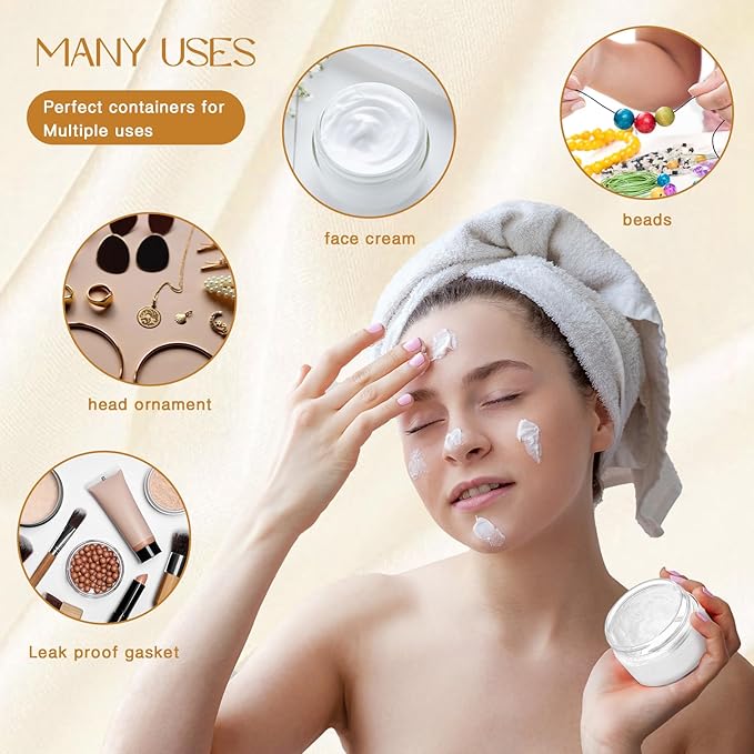 Patelai 4 Pieces Round Wide-mouth Leak Proof Plastic Container Jars with Lids for Travel Storage Makeup Beauty Products Face Creams Oils Salves Ointments DIY Making(1 Ounce,Clear)