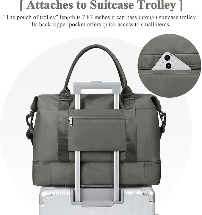 Travel Duffel Bag with Shoes Compartment, Carry on Overnight Weekender Bags for Women, For Spirit Airlines 18x14x8 Personal Item Bag