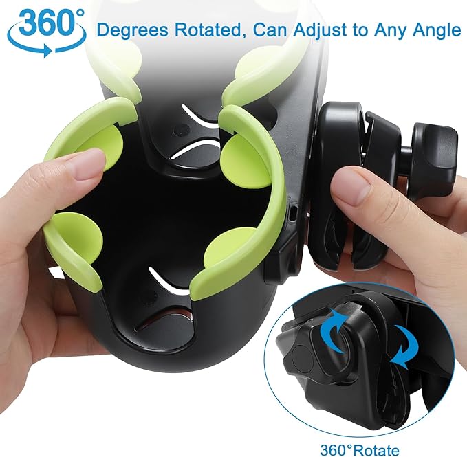 Accmor Stroller Cup Holder with Phone Holder, Bike Cup Holder, Universal Cup Holder for Uppababy Nuna Doona Strollers, 2-in-1 Cup Phone Holder for Stroller Bike Wheelchair Walker Accessory