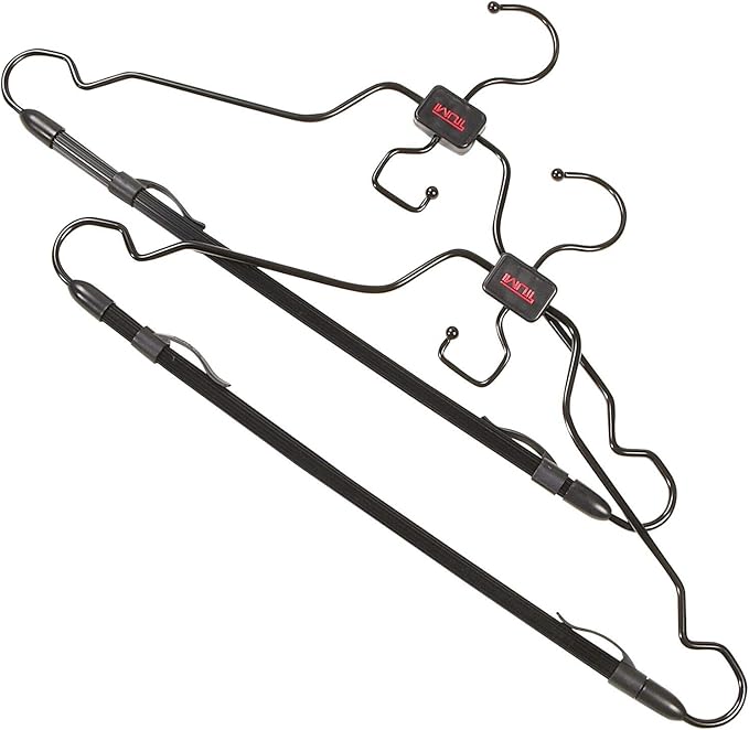TUMI - 2-Piece Hangers Set - Travel Clothes Hanger for Suit, Coat & Trousers - Space Saving Garment Bag Hangers w/ Hooks - Black