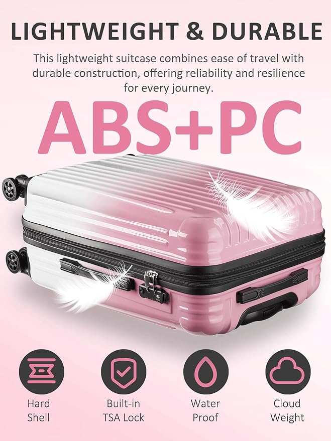 Carry on Luggage - Airline Approved Suitcases with Spinner Wheels, Built-In TSA Lock，Hard Shell Expandable Suitcases