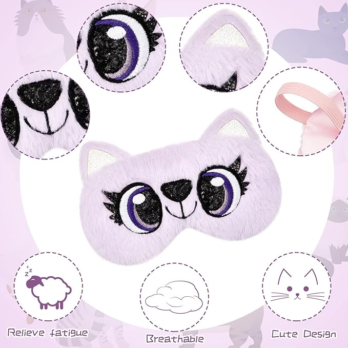 Geyoga Sleep Mask for Kids, Girls Plush Sleeping Eye Cover Soft Eye Blindfold Cover Animal Shade for Kids(Various Color)