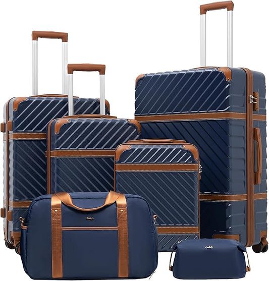 Coolife Luggage Set Suitcase Carry On Luggage PC Hardshell Luggage TSA Lock Spinner Wheels Telescopic Handle