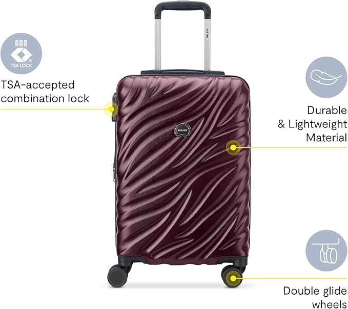 Delsey Paris Alexis Durable Hardside Luggage, Expandable Lightweight 4-Wheel Spinner, Easy Grip Telescoping Handle for Smooth Mobility, TSA-Lock Incorporated, Men and Women, Burgundy, Carry-On 21-Inch