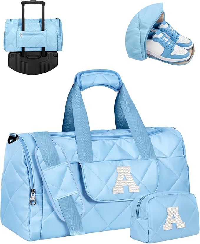 Gifts for Teenage Girls Women, Travel Duffel Bag, Teen Girl Gifts Trendy Stuff, Initial Overnight Weekender Bag, Graduation Gifts for Teens, Personalized Birthday Gift for Her