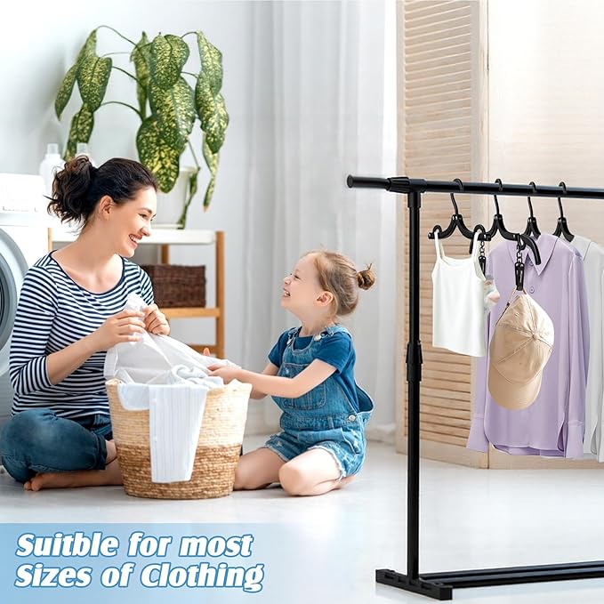 12Pcs Portable Travel Hangers for Cruise Ship Essentials 2026 with 24 Clips, Plastic Folding Foldable Hangers Clothes Drying Rack Travel Accessories for Suitcase, RV, Camping, Road Trip (Black)