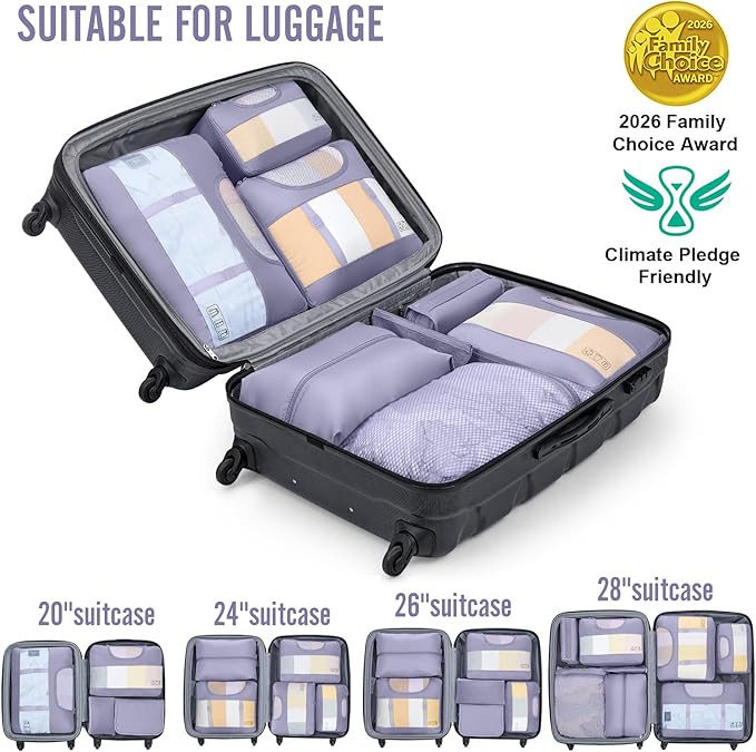 Veken 10 Set Packing Cubes for Travel Essential, Suitcase Organizer Bags in 4 Sizes, Carry-On Luggage Accessories with Large Laundry & Hanging Toiletry Bag, Must-Have for Airplane, Road Trip & Camping
