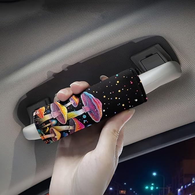 BIGCARJOB Fantastic Mushroom Luggage Handle Wraps Set for Suitcase,2 Pcs Mushroom Print Suitcase Tags Identifiers Travel Bags Identifiers Marker Suitcase Handle Sleeve Cover