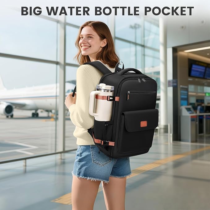 MATEIN Airlines Personal Item Bag for Frontier, 18x14x8 in Underseat Travel Backpack with Water Bottle Holder Fit 40 oz Tumbler, TSA Approved 15.6" Laptop Backpack with Shoe Compartment for Women Men