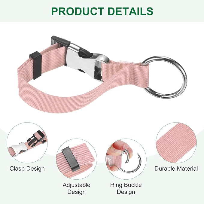 M METERXITY 1-Pack Add A Bag Luggage Strap, Adjustable Suitcase Belt for Connecting Luggage/Backpack/Jacket, Carry Strap with Ring Buckle [Pink]