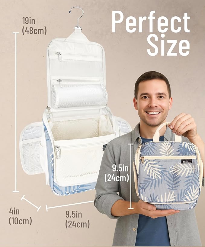 D&D Wanderlust D&D Hanging Travel Toiletry Bag for Men and Women – Cosmetics, Makeup and Toiletries Organizer Kit with 10 Compartments