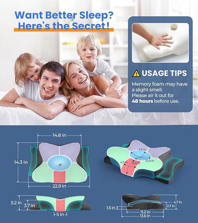 Ultra Pain Relief Cooling Pillow for Neck Support, Adjustable Cervical Neck Pillow Cozy Sleeping, Odorless Ergonomic Contour Memory Foam Pillows, Orthopedic Bed Pillow for Side Back Stomach Sleeper