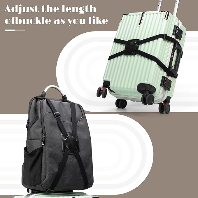 2 Pack Luggage Straps for Suitcases, Adjustable Elastic Travel Belt with Buckles, Secure Carry-On Bags Connect Two Luggage, Suitcase Bungee Straps Suitcase Accessories for Travel & Moving