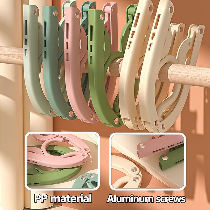 24PCS Travel Hangers,Portable Folding Clothes Hangers,Clothes Hangers with Clotheslines,Foldable Clothes Drying Rack for Travel,Plastic Foldable Non Slip Clothing Hangers