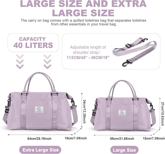 HYC00 Travel Duffel Bag,Carry-on Overnight Weekender Bags for Women,Sports Tote Gym Bag with Wet Pocket