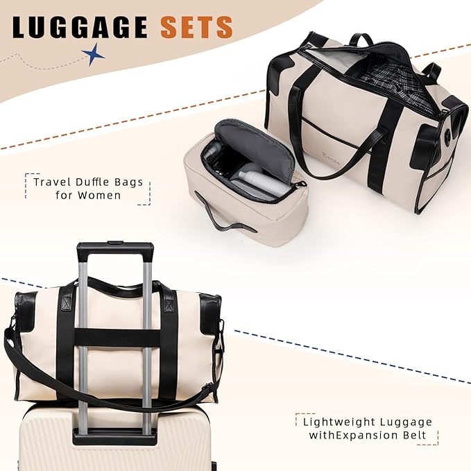 Expandable Carry on Luggage Sets,Suitcases with Detachable Wheels Hardshell 22x14x9 Airline Approved,Lightweight Luggage Set with TSA Lock,Carry on Suitcase