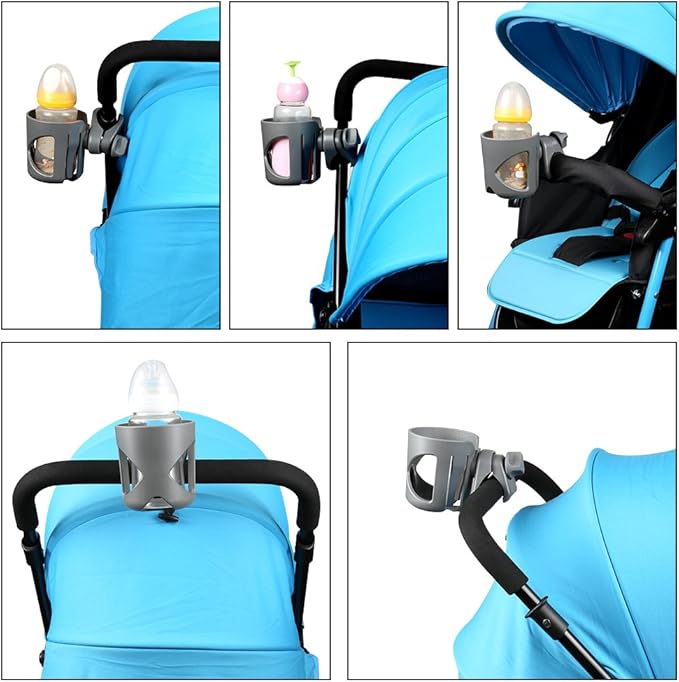 Accmor Universal Cup Holder, Stroller Cup Holder, 360° Rotatable Large Caliber Designed Bottle Holder for Stroller, Bike, Wheelchair, Walker, Scooter, Grey