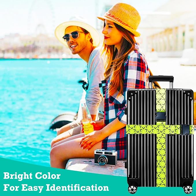 Luggage Straps for Suitcases TSA Approved Easy Pack Organized Suitcase Strap, Luggage Strap, Luggage Belt Strap, Bag Straps for Luggage. Buckle Straps Travel Accessories (Yellow)