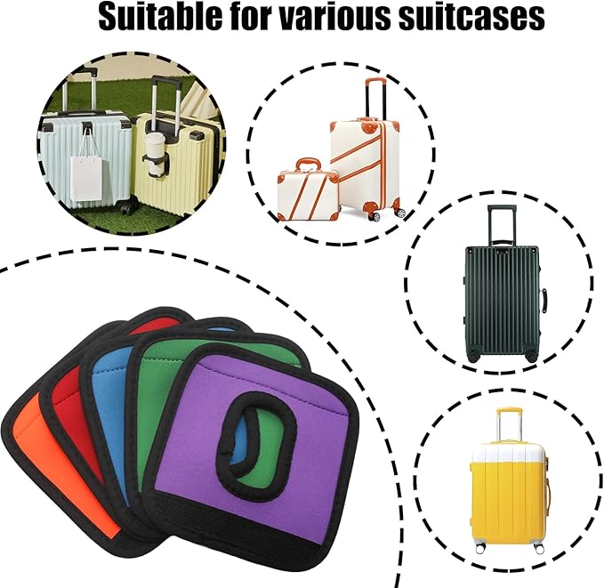 5Pcs Luggage Handle Wraps for Suitcase with Hollow Design, Soft Grip Identifier Covers for Push-Button Suitcase Handles,Multi Color